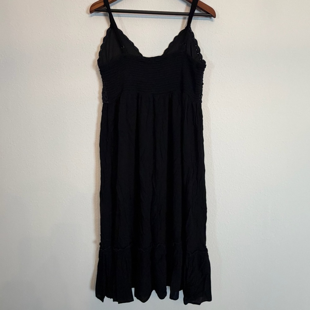 Blush Dress Women 2X Black Crochet Bodice Smocked Boho Midi Sundress Lined - Picture 6 of 10